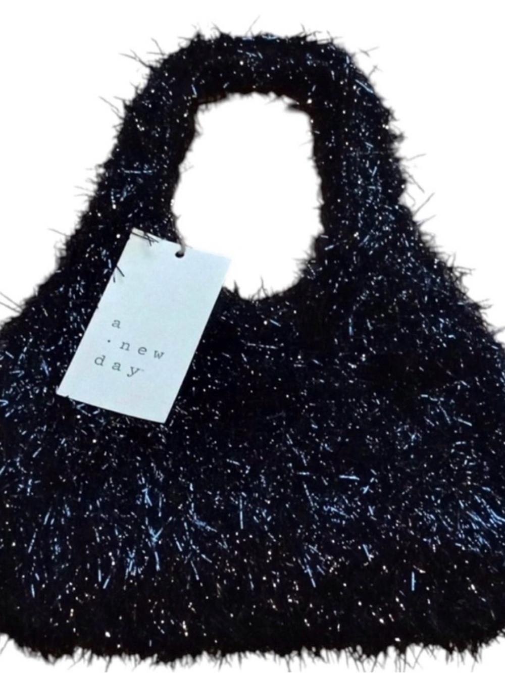 A New Day Tinsel Sparkle Black Textured Mini Party Bag | OS | NWT - Picture 5 of 6
